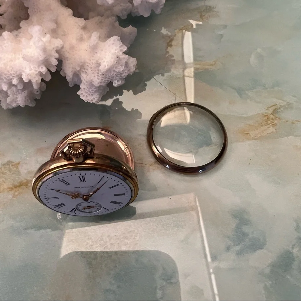 WALTHAM Antique 7 Jewel Pocket Watch in 14k Gold Filled Elgin Napoleon Case